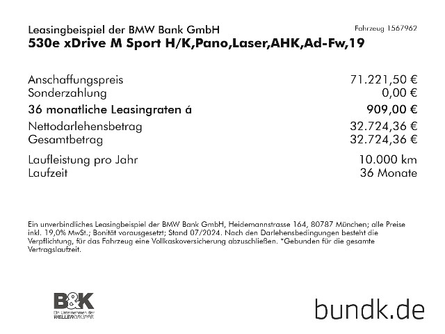 Bild 4 | BMW 530e xDrive M Sport H/K, Pano, Laser, AHK, Ad-Fw, 19